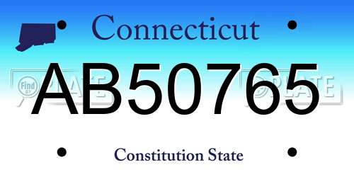 AB50765 Connecticut License Plate