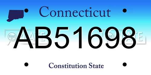 AB51698 Connecticut License Plate