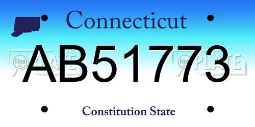 AB51773 Connecticut License Plate