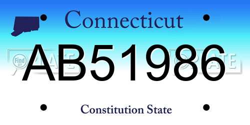 AB51986 Connecticut License Plate