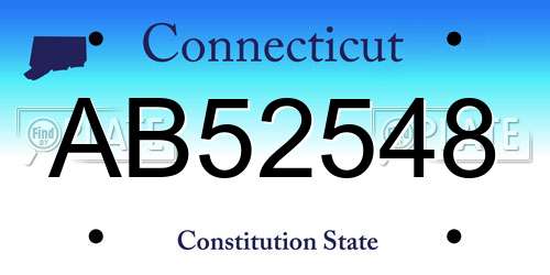 AB52548 Connecticut License Plate