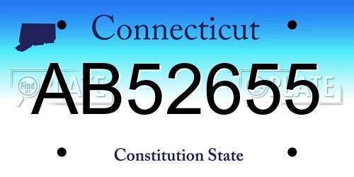 AB52655 Connecticut License Plate
