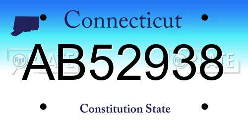 AB52938 Connecticut License Plate