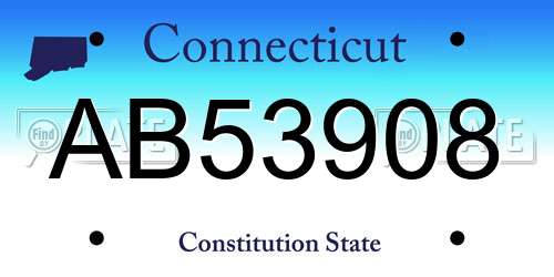 AB53908 Connecticut License Plate