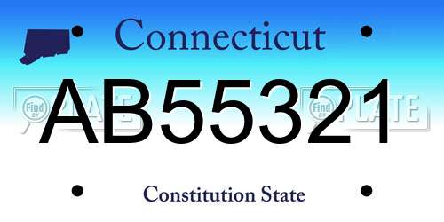 AB55321 Connecticut License Plate