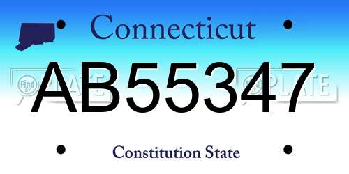 AB55347 Connecticut License Plate