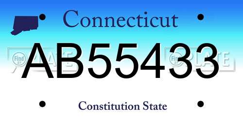 AB55433 Connecticut License Plate