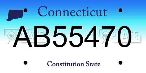 AB55470 Connecticut License Plate