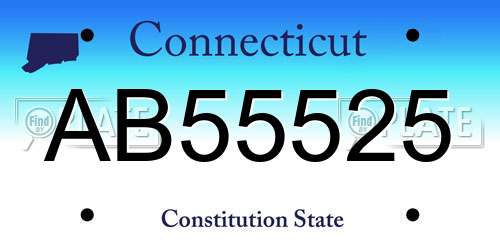AB55525 Connecticut License Plate