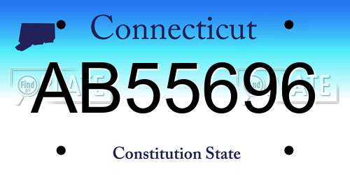 AB55696 Connecticut License Plate