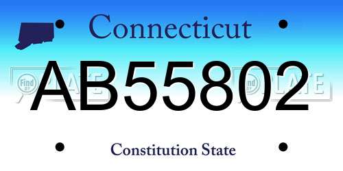 AB55802 Connecticut License Plate
