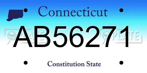 AB56271 Connecticut License Plate