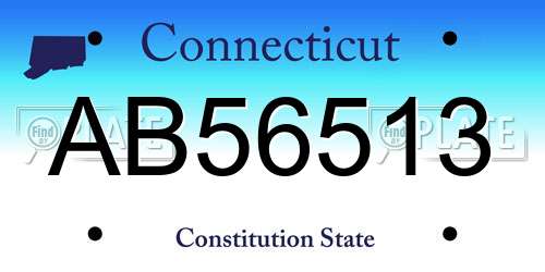 AB56513 Connecticut License Plate