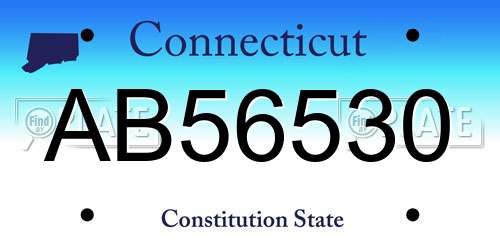 AB56530 Connecticut License Plate