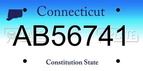 AB56741 Connecticut License Plate