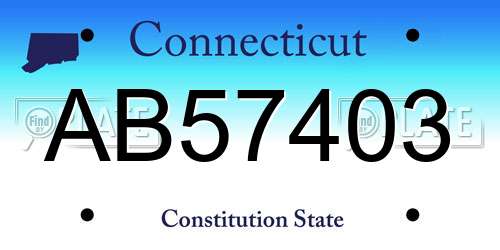 AB57403 Connecticut License Plate