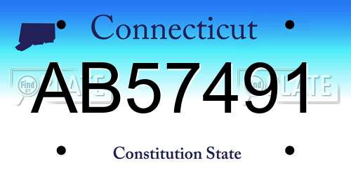 AB57491 Connecticut License Plate