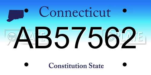 AB57562 Connecticut License Plate
