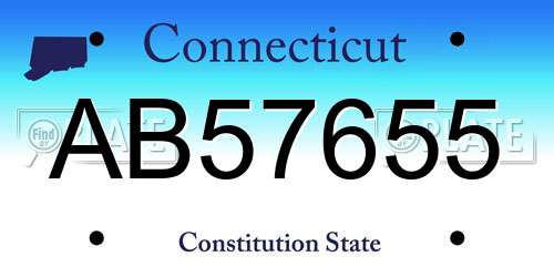 AB57655 Connecticut License Plate