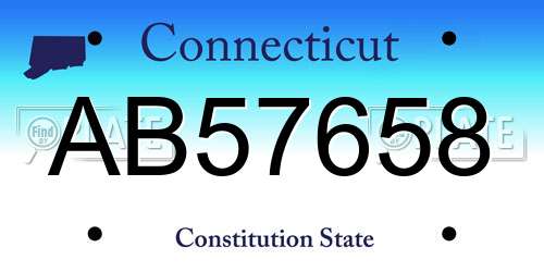 AB57658 Connecticut License Plate
