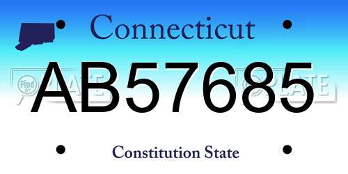 AB57685 Connecticut License Plate