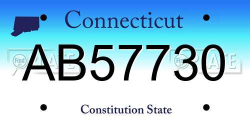 AB57730 Connecticut License Plate