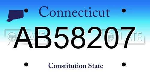 AB58207 Connecticut License Plate