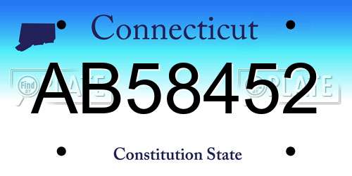 AB58452 Connecticut License Plate