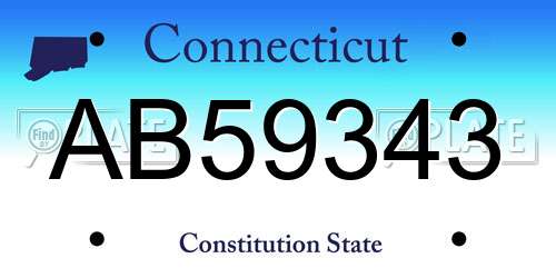 AB59343 Connecticut License Plate