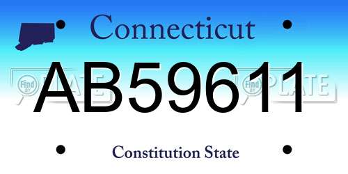 AB59611 Connecticut License Plate