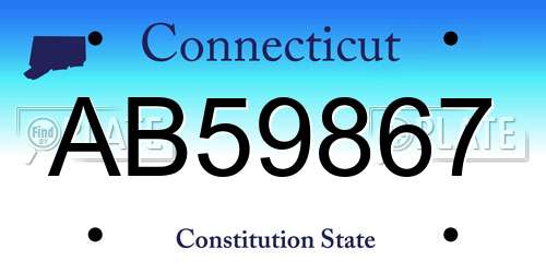 AB59867 Connecticut License Plate