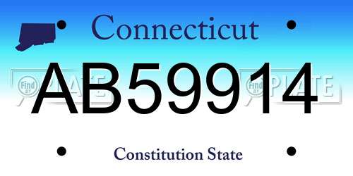 AB59914 Connecticut License Plate