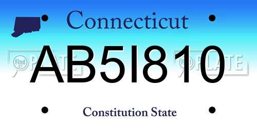 AB5I810 Connecticut License Plate