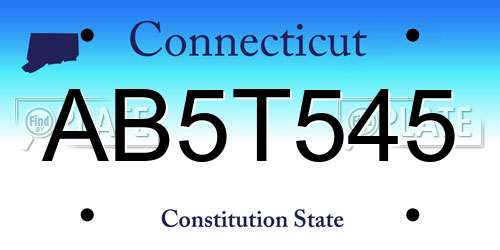 AB5T545 Connecticut License Plate