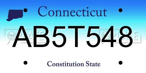 AB5T548 Connecticut License Plate