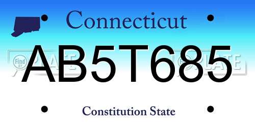 AB5T685 Connecticut License Plate