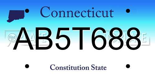 AB5T688 Connecticut License Plate