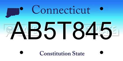 AB5T845 Connecticut License Plate