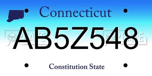 AB5Z548 Connecticut License Plate