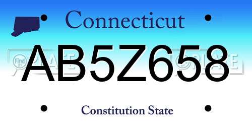AB5Z658 Connecticut License Plate
