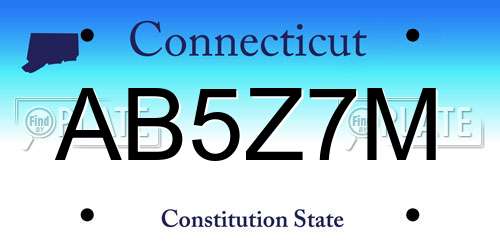 AB5Z7M Connecticut License Plate