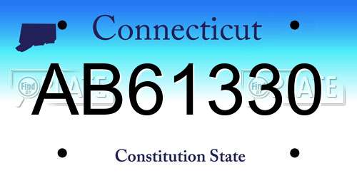 AB61330 Connecticut License Plate