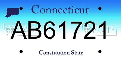 AB61721 Connecticut License Plate