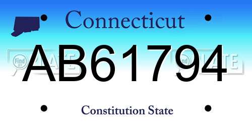 AB61794 Connecticut License Plate