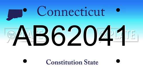 AB62041 Connecticut License Plate