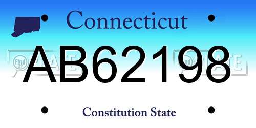 AB62198 Connecticut License Plate
