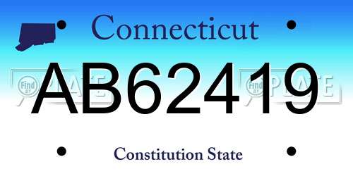 AB62419 Connecticut License Plate