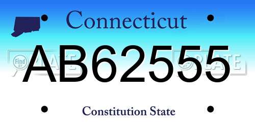 AB62555 Connecticut License Plate