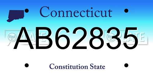 AB62835 Connecticut License Plate