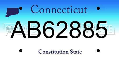 AB62885 Connecticut License Plate